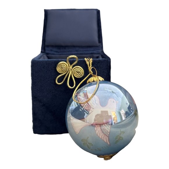 Vintage 2001 Dove Peace On Earth Li Bien Inside Art Glass Ball Ornament - Picture 1 of 9